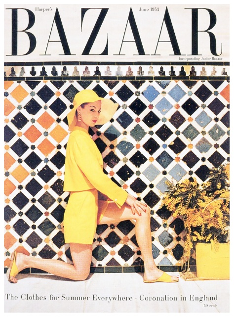 jean-patchett-in-shorts-and-jacket-by-clare-potter-hat-by-mr-john-cover-photo-by-louise-dahl-wolfe-at-the-alhambra-granada-spain-harpers-baHarper'sBazaarJune1953