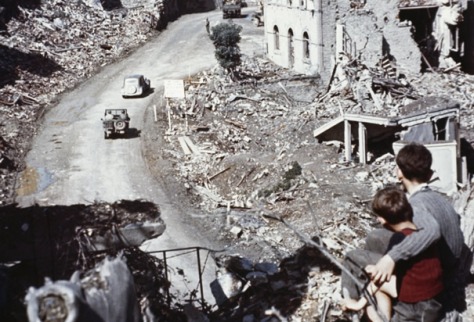 st-lo-in-ruinsSt Lo France in Ruins After Normandy Invasion June 1944 two boys overlooking the ruined remains of the village of St Lo France after the DDay invasion of Normandy.