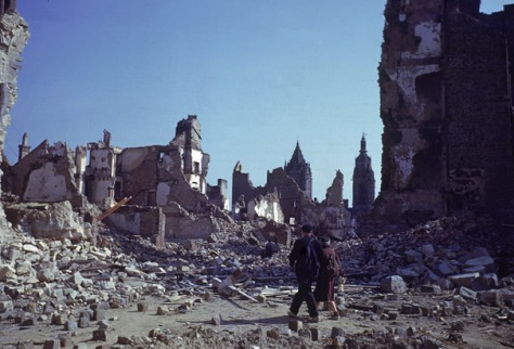 d-day-aftermathCouple Walk Through Ruins of St. Lo France